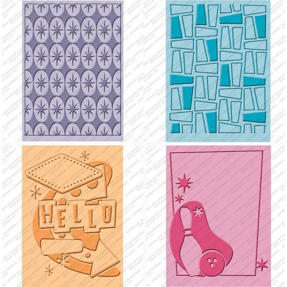 Cuttlebug 4-pc embossing folders - NIFTY FIFTIES - Picture 1 of 10